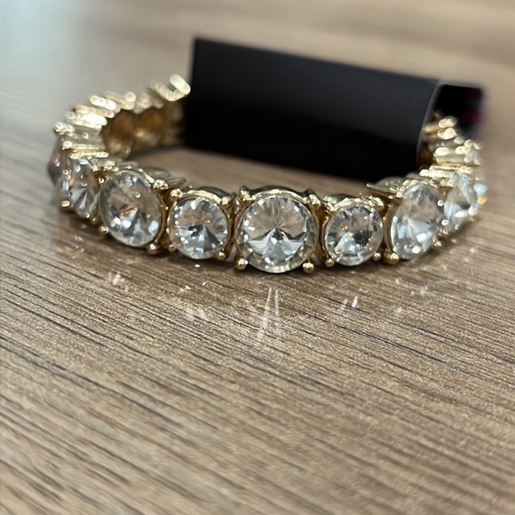 Paparazzi Born to Bedazzle Gold-Tone White Stone Rhinestone Sparkle Bracelet OS - Picture 4 of 7